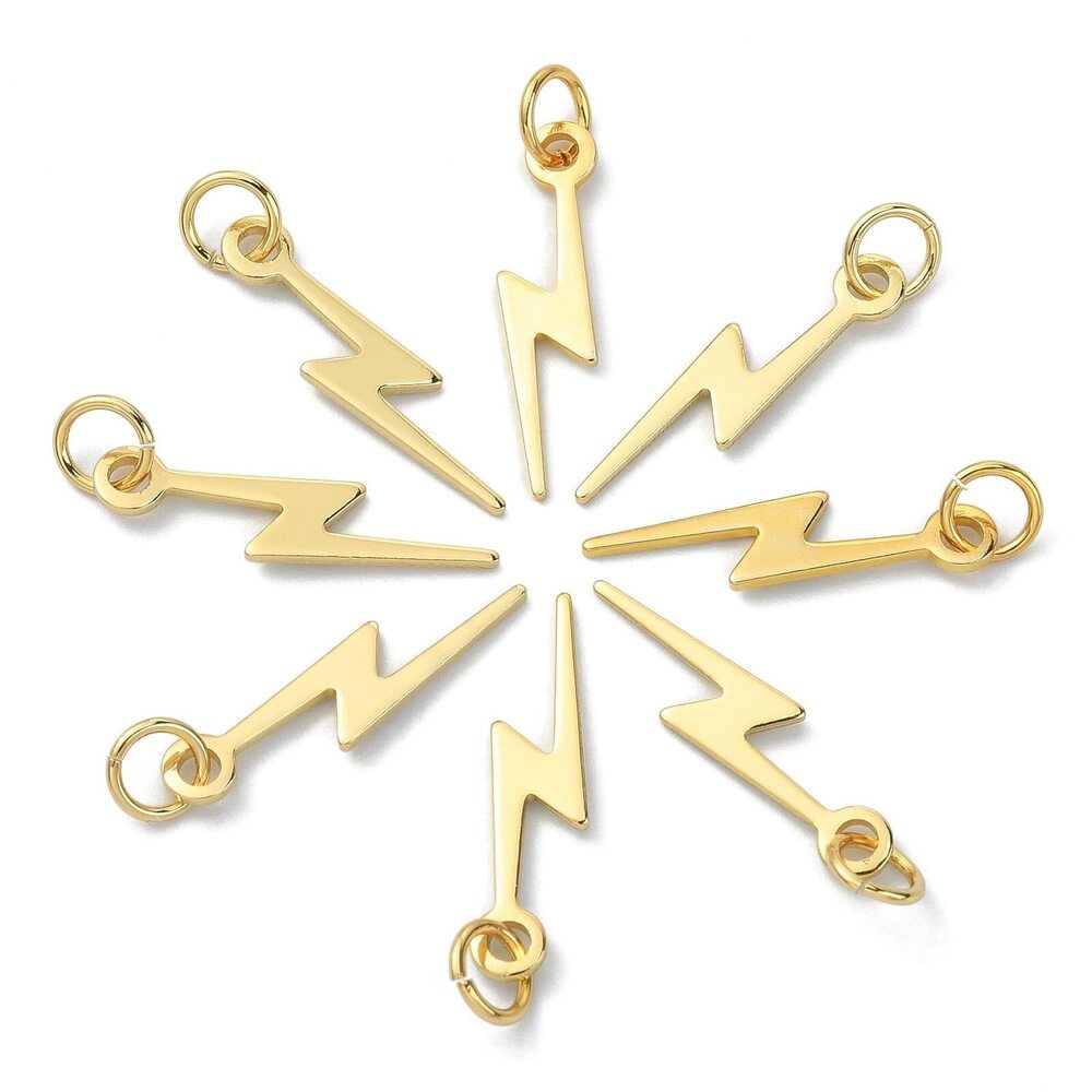 6668 20pcs 18k Real Gold Plated Lightning Charms Brass Flash Shape Thunder